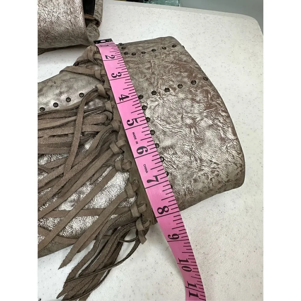 Liberty Black Women's Maritsa Fringe Zipper Knee High Boots Silver Gray Sz 9